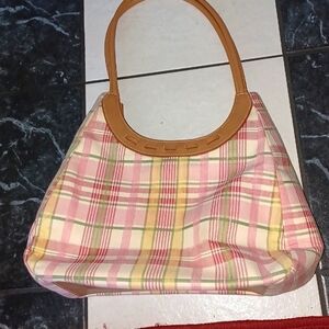 Relic Purse, Beige, pink, green, yellow plaid